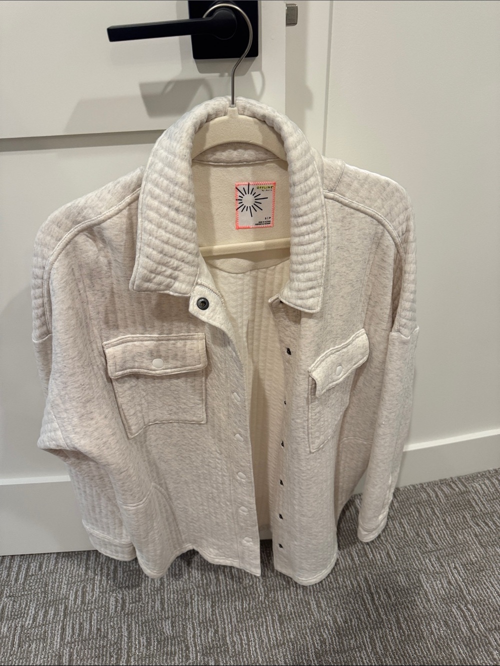Cozy Quilted Ivory Shacket with Front Pockets